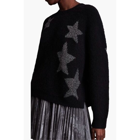 AllSaints Metallic Star Alpaca & Wool Blend Sweater Medium - Picture 3 of 11